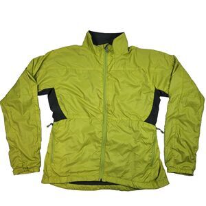 Patagonia Women's M Alpine Windbreaker Neon Green Full Zip Jacket Pocket Hike